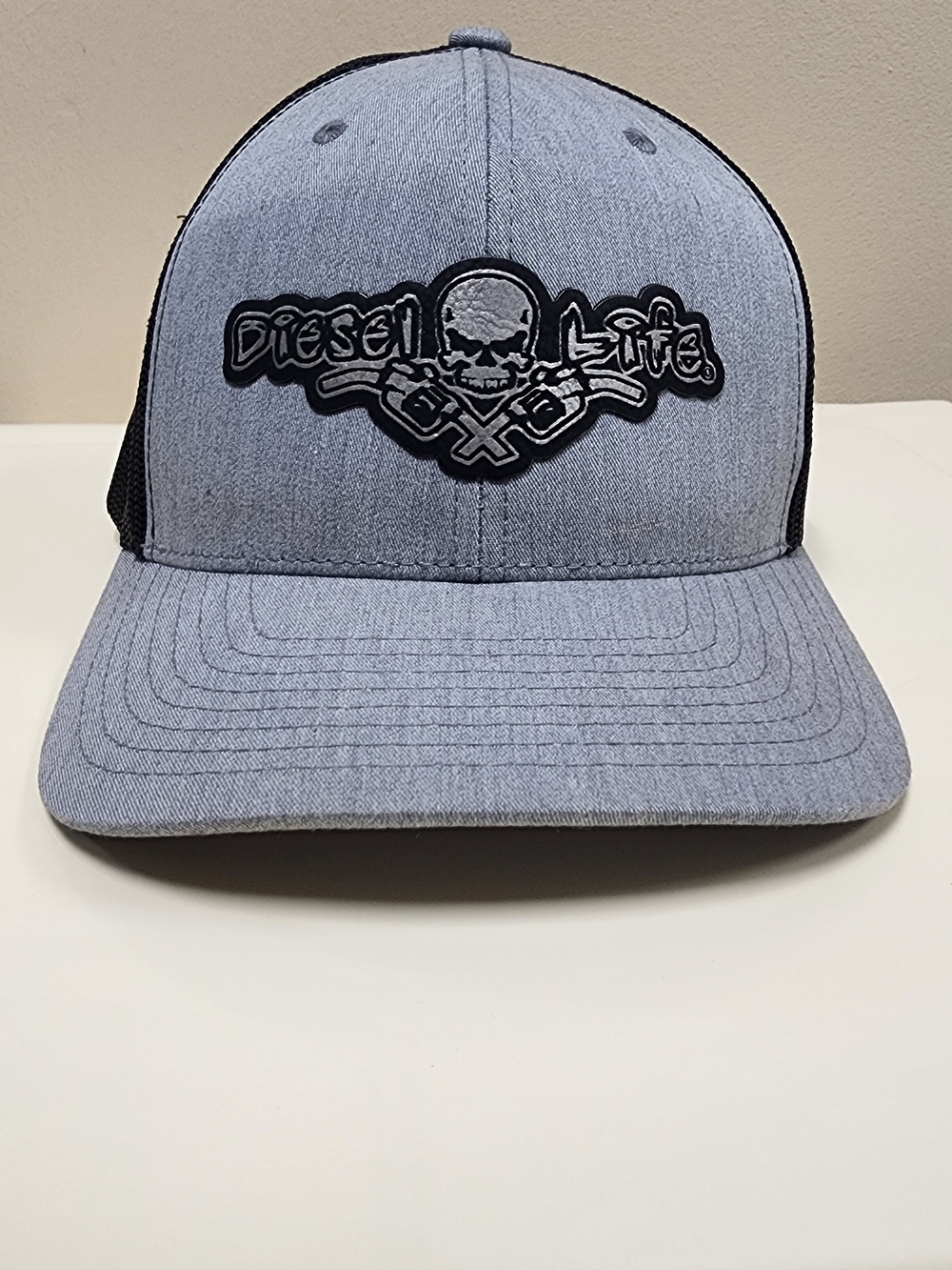 Diesel Life Light Grey and Black Logo Trucker Hat